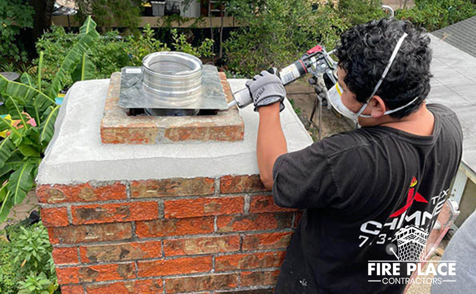 Man installing chimney cap in colleyville